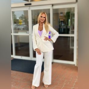 Banana Republic Lido Italian Wool Suit Transition Cream White Size 4